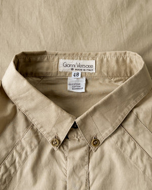 80s Versace Beige Cotton Shirt | L