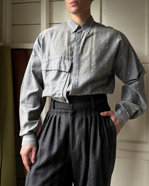 80s Versace Light Gray Shirt | L