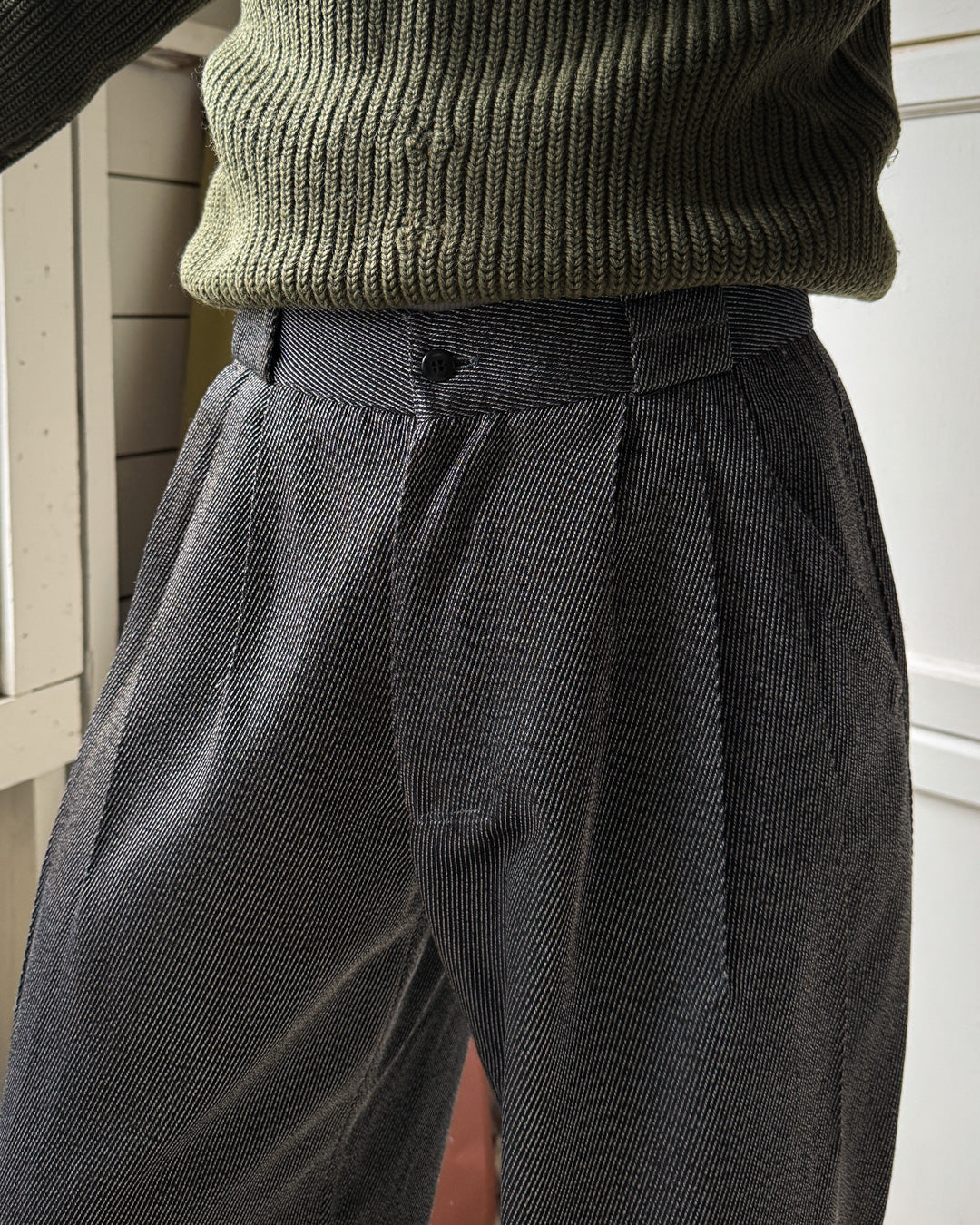 80s Versace Silky Striped Pants | 32x29 - Lucky Vintage