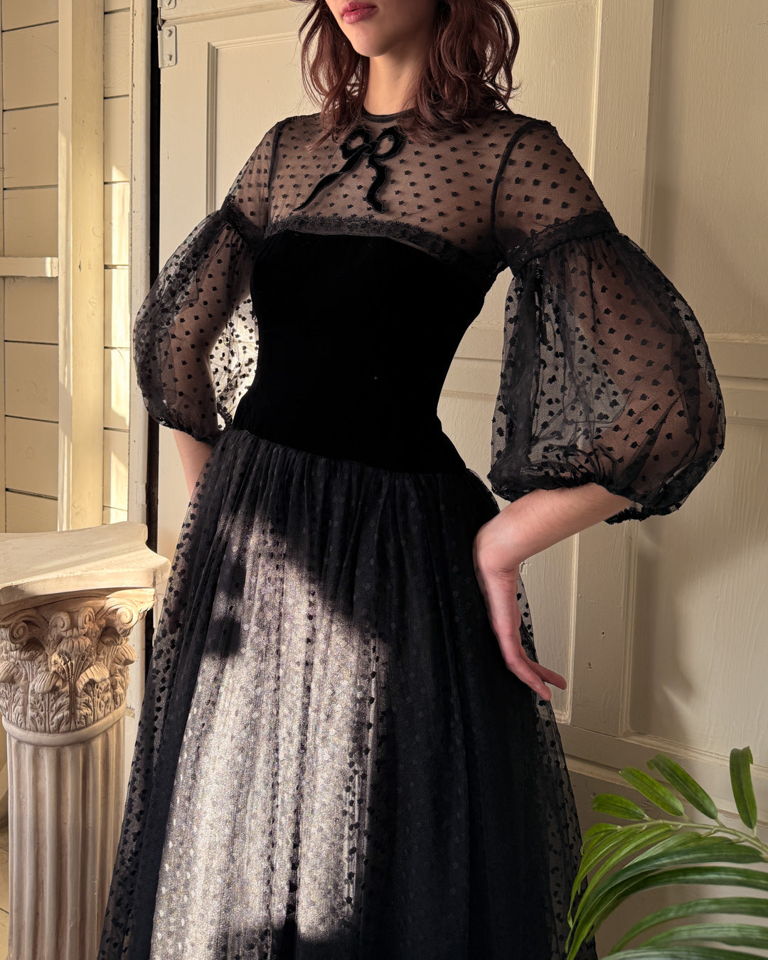 vintage tulle dress 80s Victor Costa Tulle Dress | S