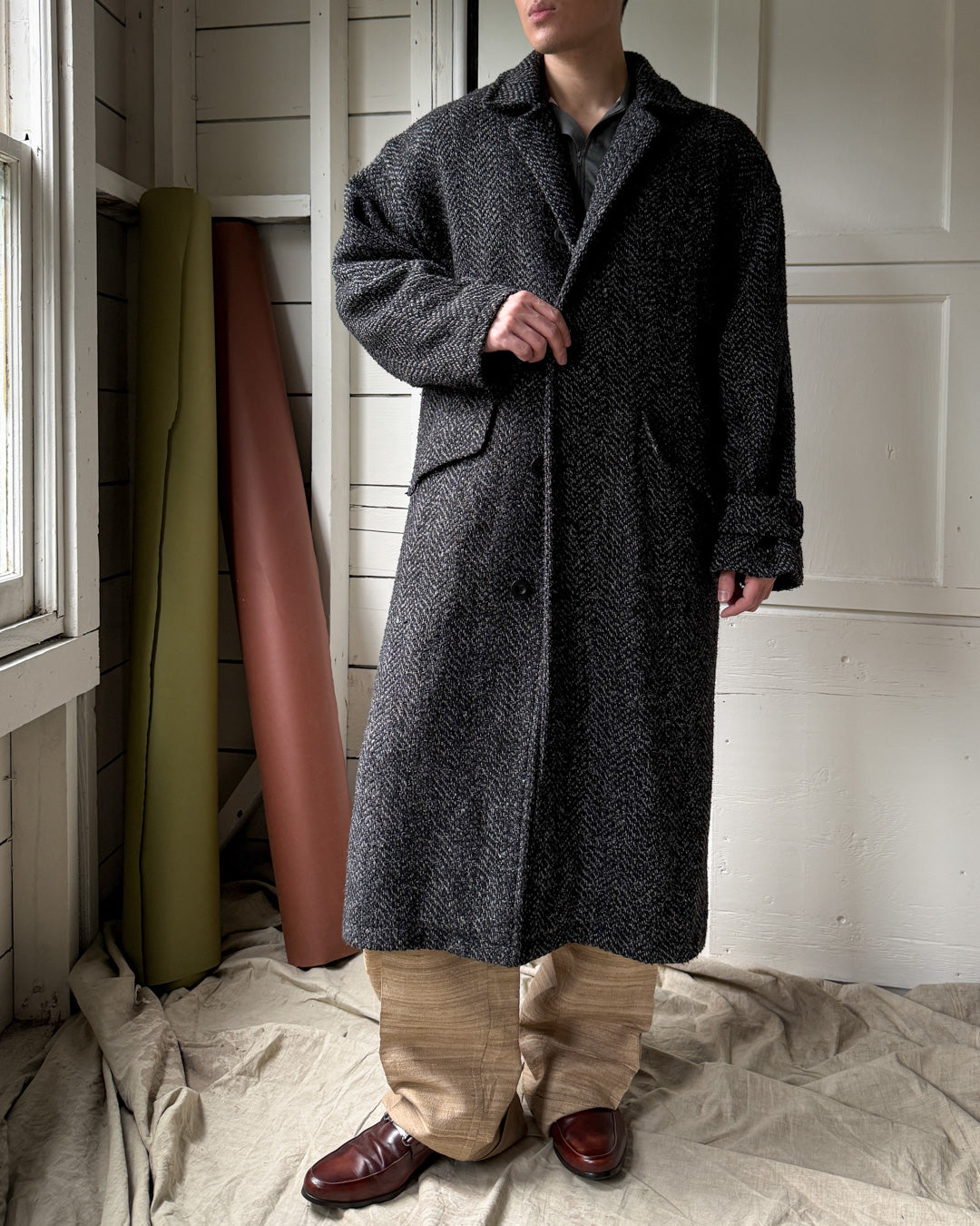 90s Yves Saint Laurent wool jacket グレー 90s YSL Wool Coat | M-L - Lucky Vintage