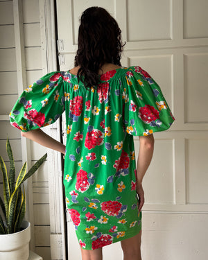 80s YSL Cotton Floral Dress | XS-S