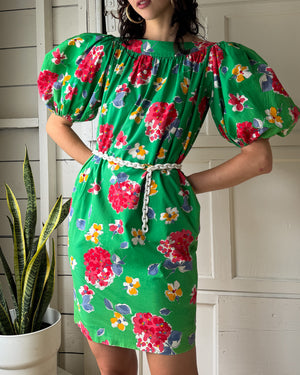 80s YSL Cotton Floral Dress | XS-S
