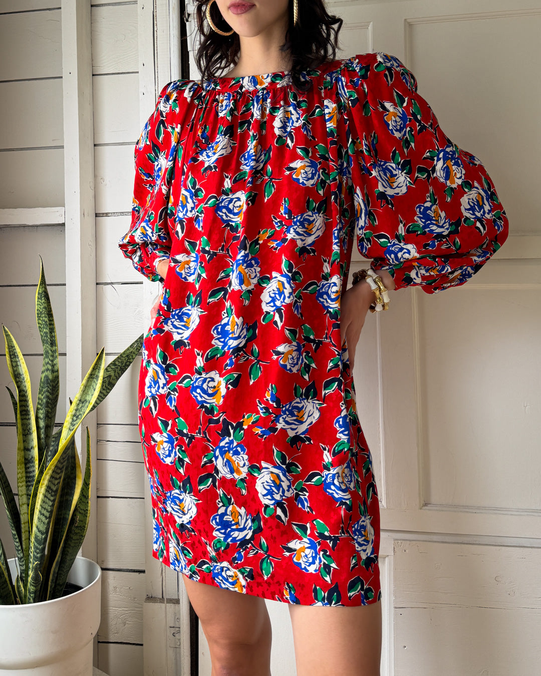 80s YSL Silk Floral Dress
