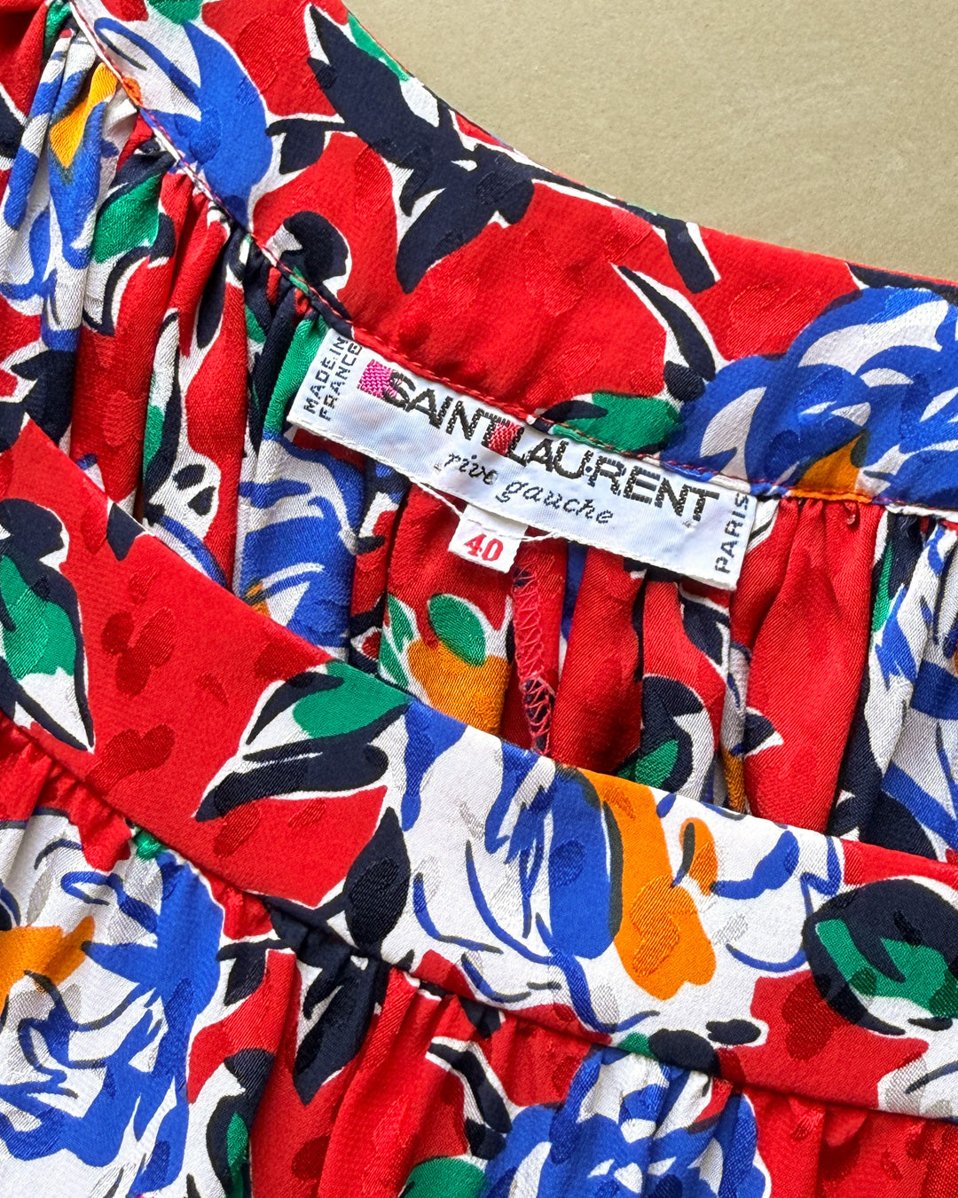 80s YSL Silk Floral Dress | M