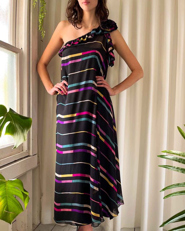 albert nipon silk dress 1980s Albert Nipon Silk Chiffon Goddess Dress Wayward Collection
