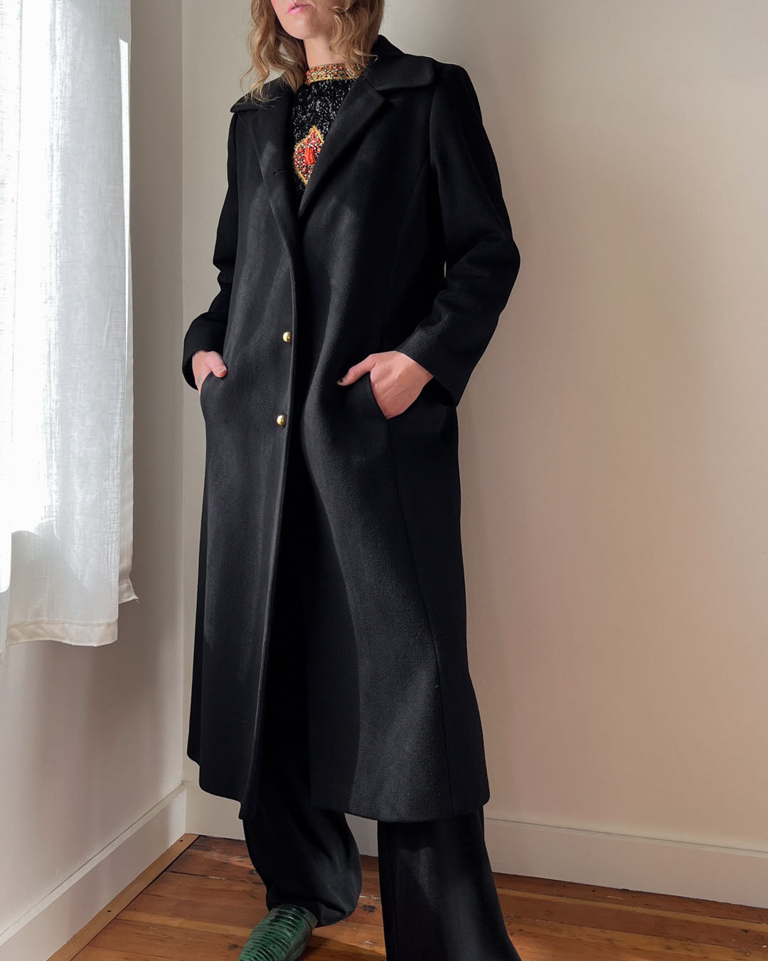 80s Fleurette Soft Cashmere Coat M Lucky Vintage