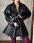 80s Belted Black Leather Jacket | S-M