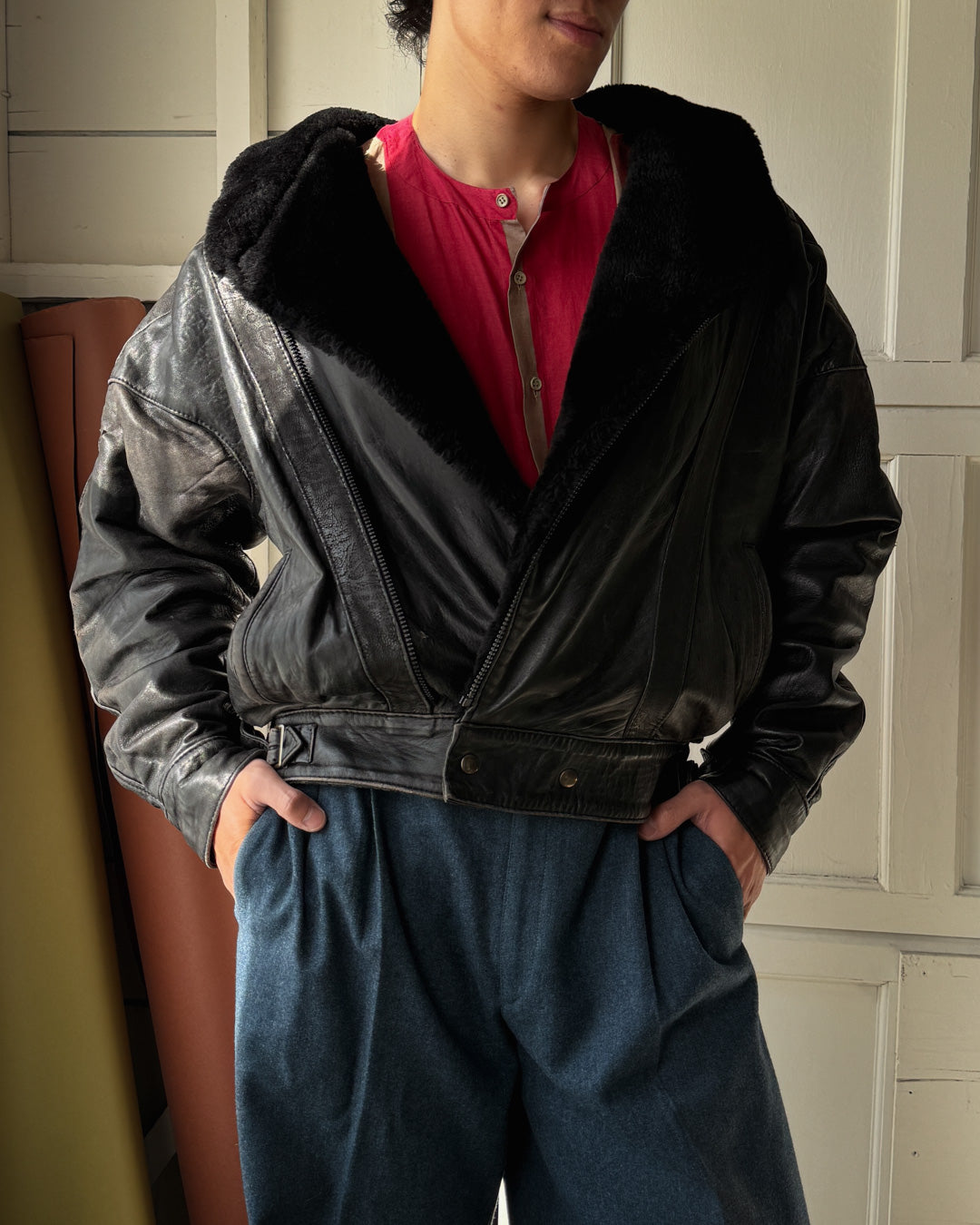 80s Italian Leather Jacket | L