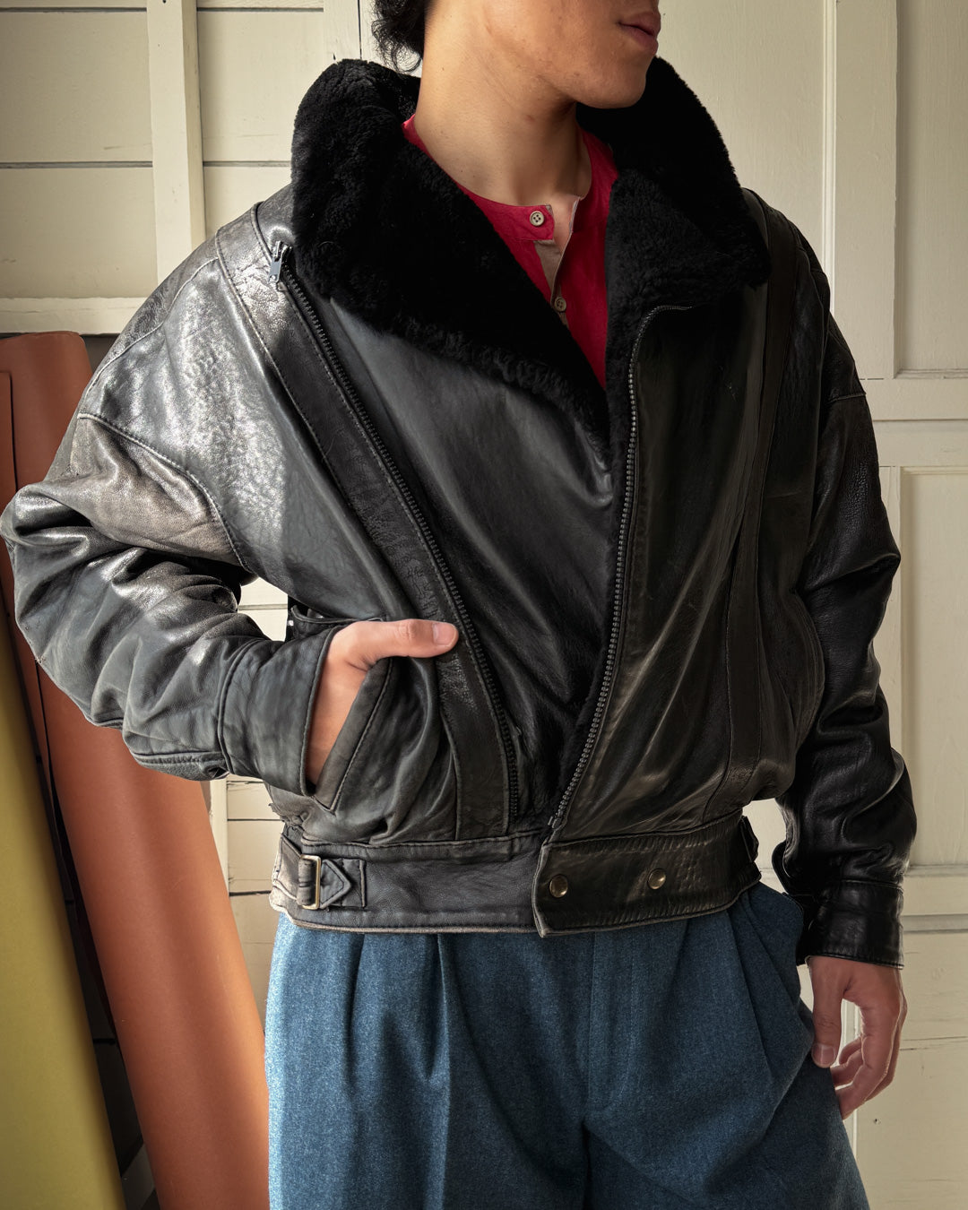 80s Italian Leather Jacket | L