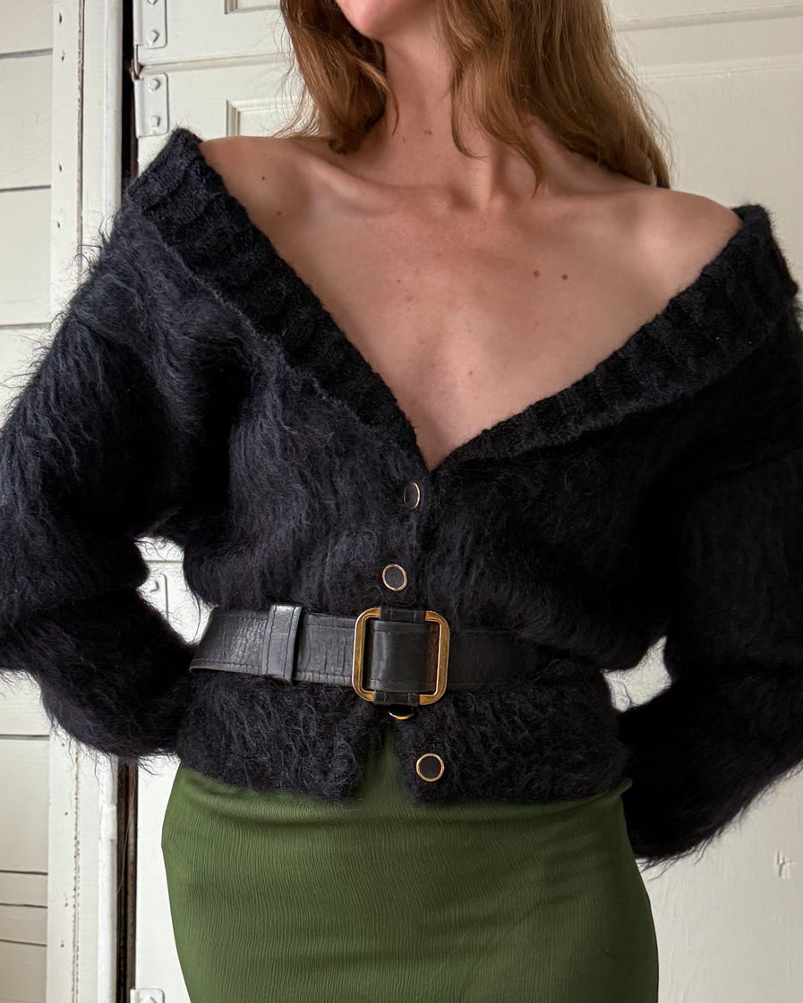 60s Black Leather Belt