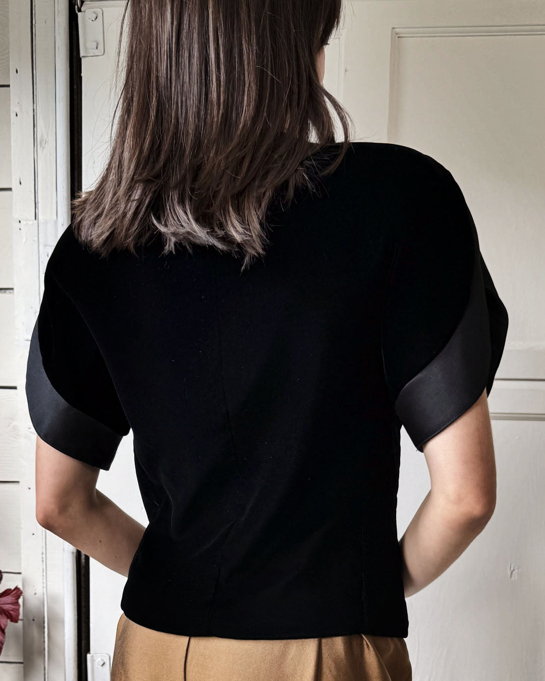 80s Raul Blanco Black Velvet Top | S