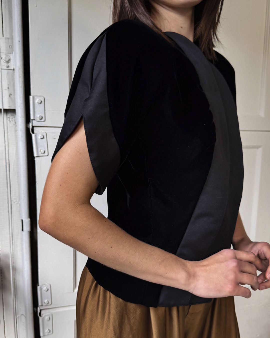 80s Raul Blanco Black Velvet Top | S