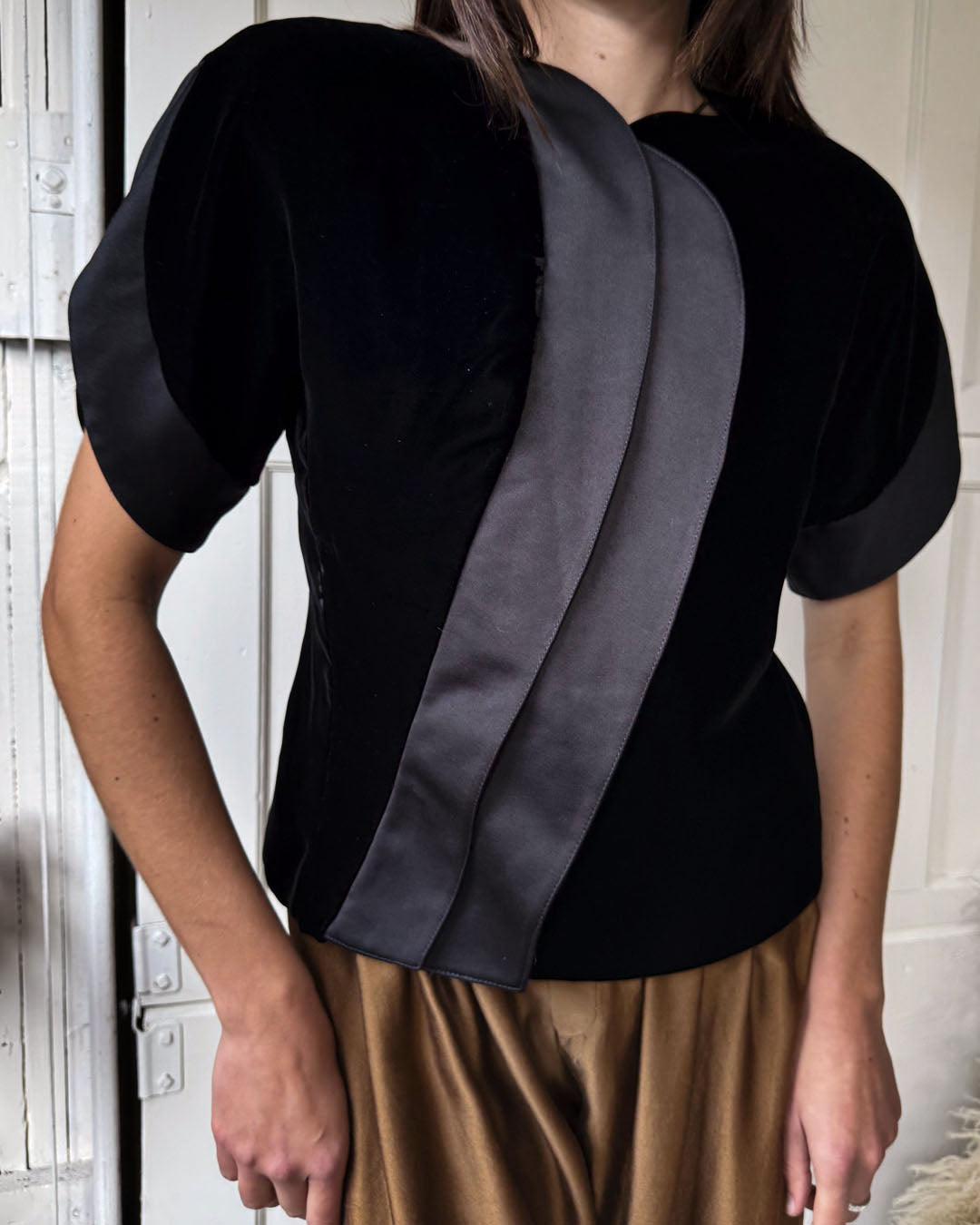 80s Raul Blanco Black Velvet Top | S