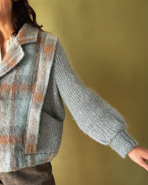 80s Plaid Mohair Knit Jacket | M-L