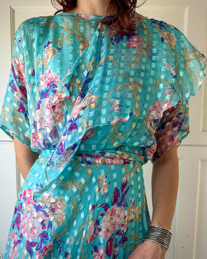 80s Belted Silk Dress | S