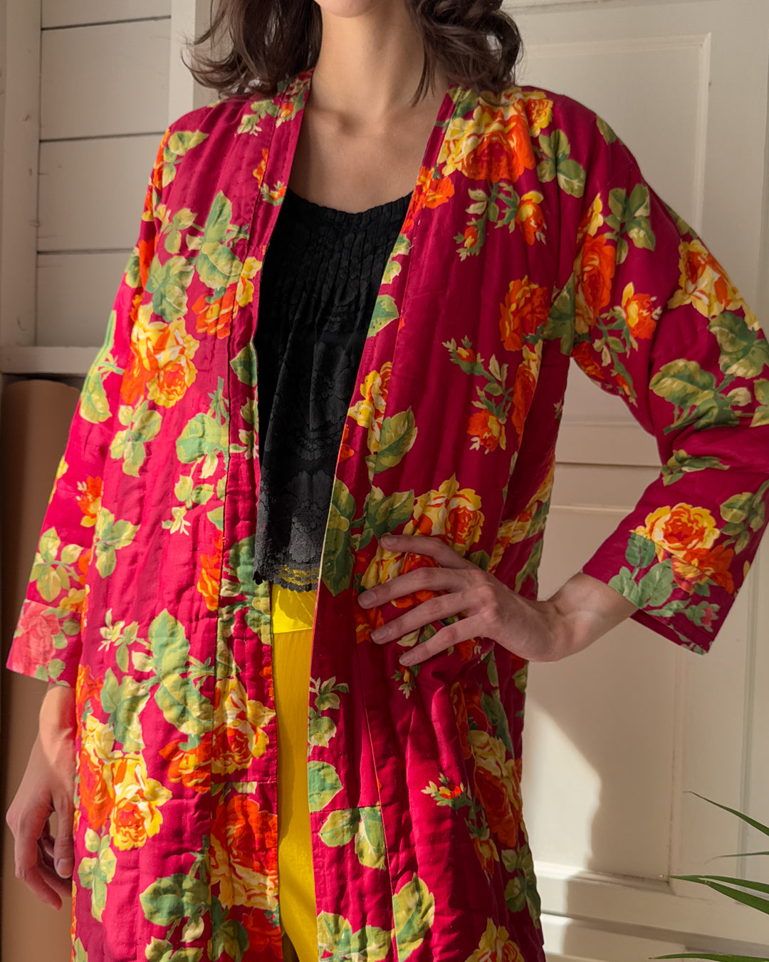 80s Floral Cotton Jacket | S-L