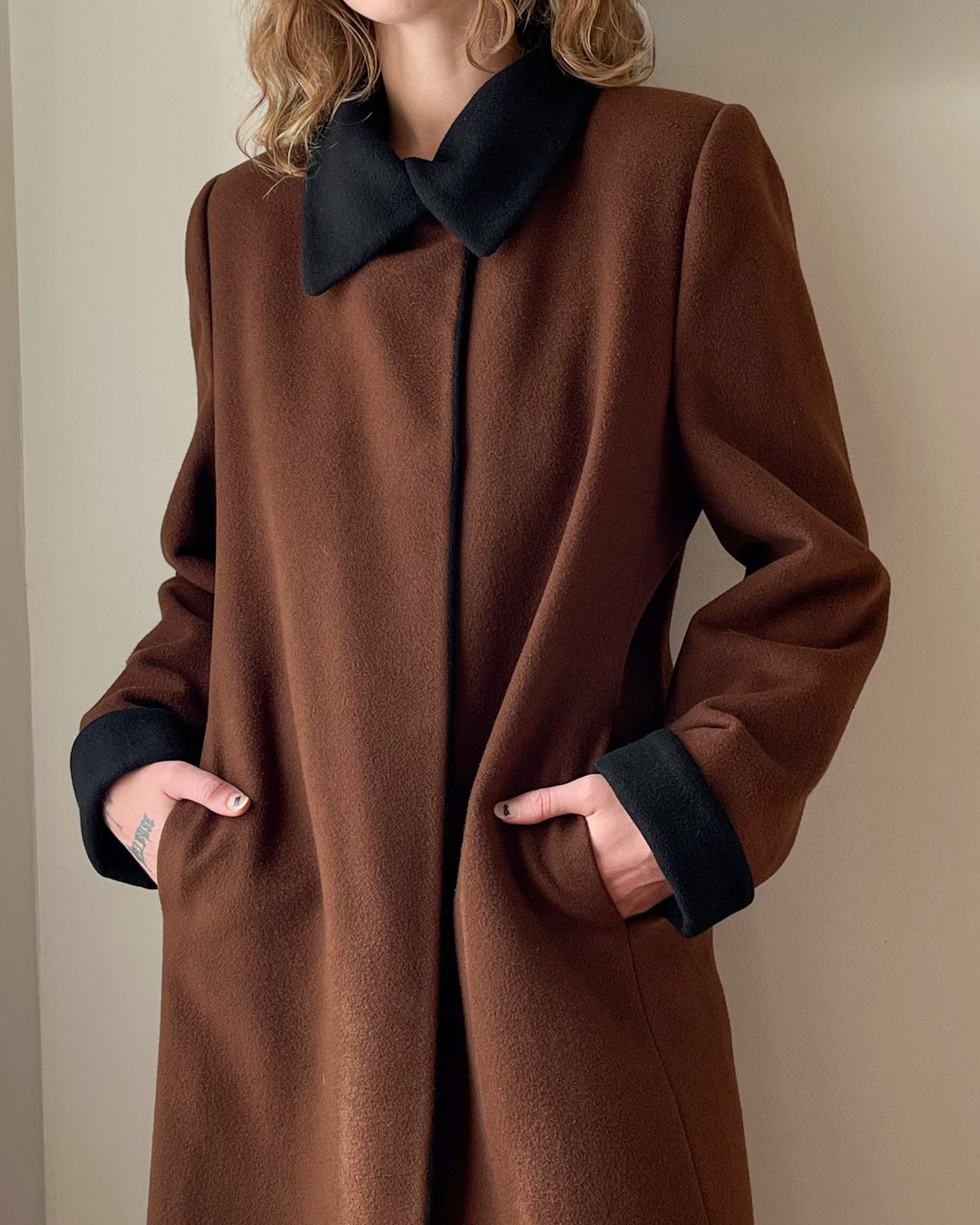 Fleurette Two Tone Cashmere Coat | M