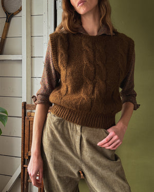 80s Brown Wool Sweater Vest | M