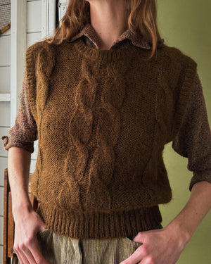 80s Brown Wool Sweater Vest | M
