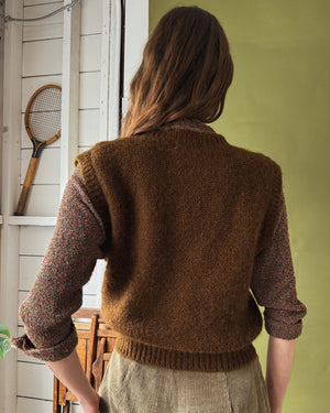 80s Brown Wool Sweater Vest | M