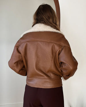 90s Shearling Bomber Jacket | M-L