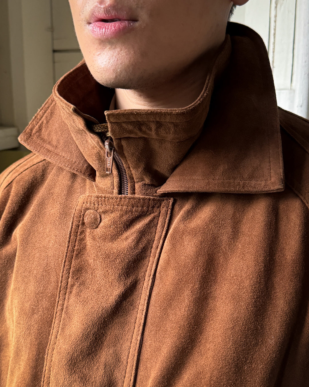 80s Double Collar Suede Jacket | L-XL - Lucky Vintage