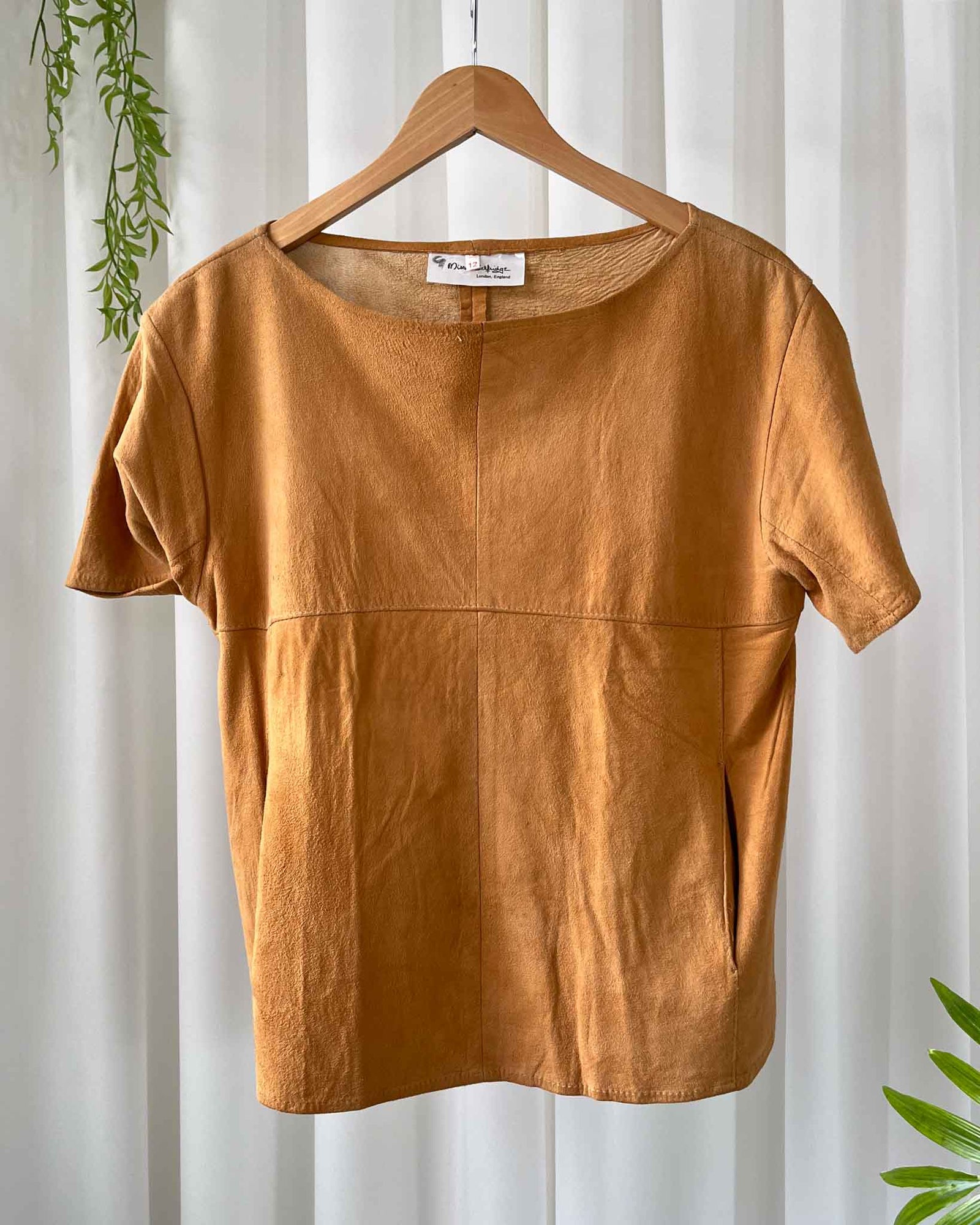 90s Soft Suede Leather Top | S-M