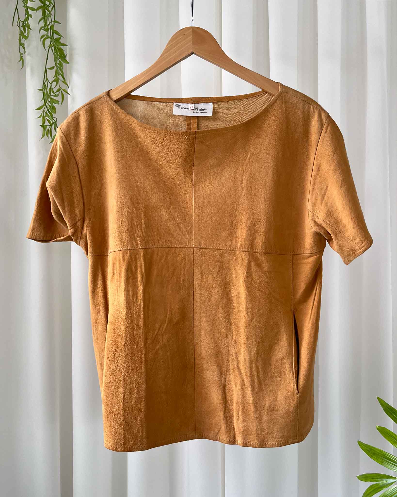 90s Soft Suede Leather Top | S-M