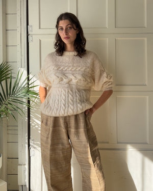 80s Ivory Cable Knit Sweater | M