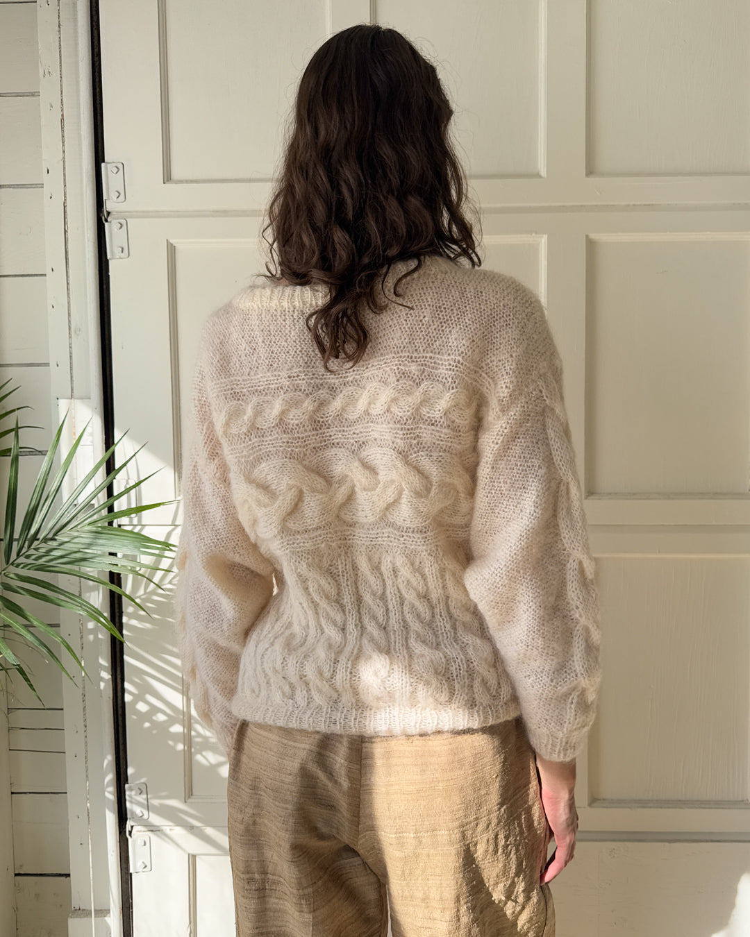 80s Ivory Cable Knit Sweater | M