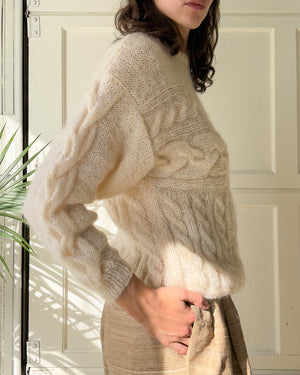 80s Ivory Cable Knit Sweater | M