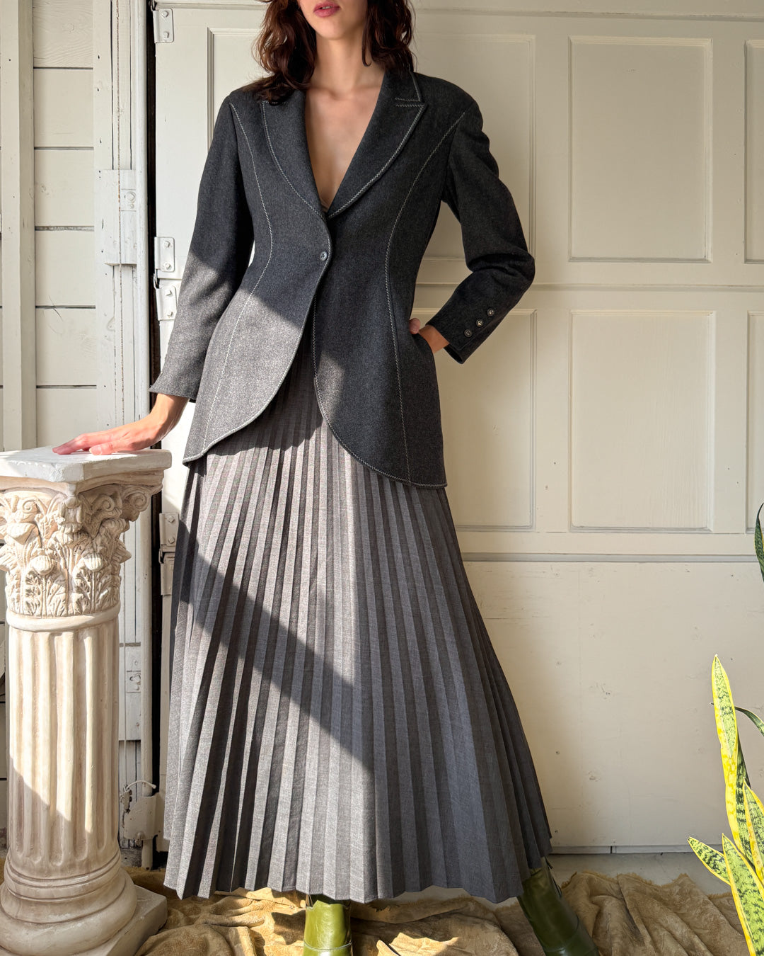 00s Knife Pleat Maxi Skirt | M