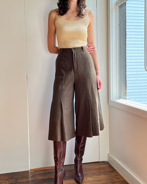 80s Brown Wool Culottes | S