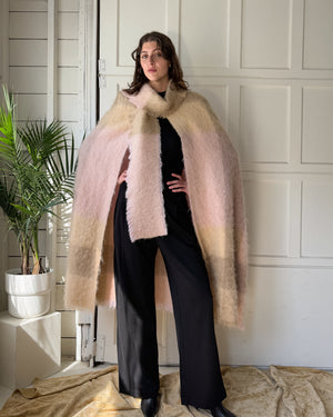 80s Fluffy Plaid Mohair Cape | OSFM