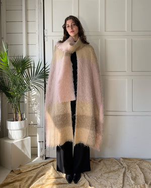 80s Fluffy Plaid Mohair Cape | OSFM