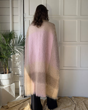 80s Fluffy Plaid Mohair Cape | OSFM