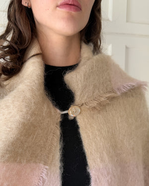 80s Fluffy Plaid Mohair Cape | OSFM