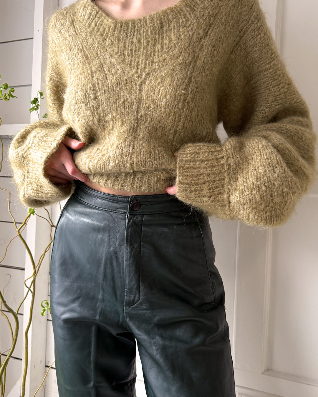 80s Forest Green Leather Pants | M