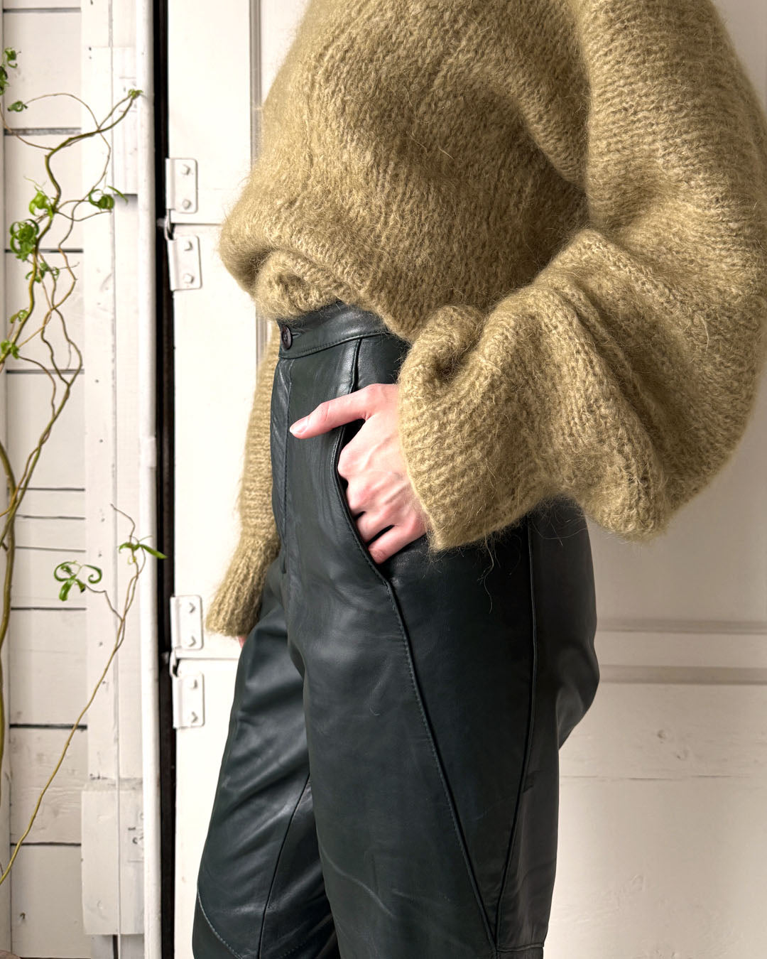 80s Forest Green Leather Pants | M