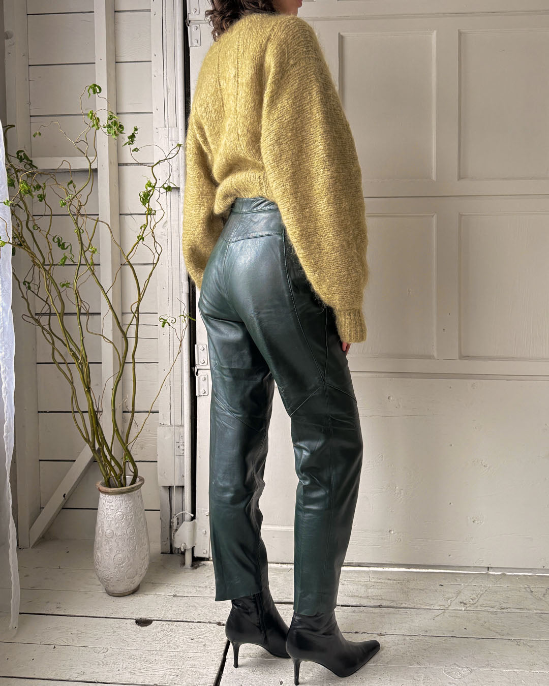 80s Forest Green Leather Pants | M