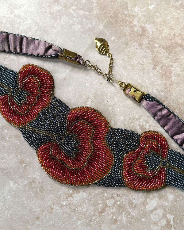 VTG glass beaded belt, small 1980\'s 80s Glass Beaded Belt - Lucky Vintage main image 3