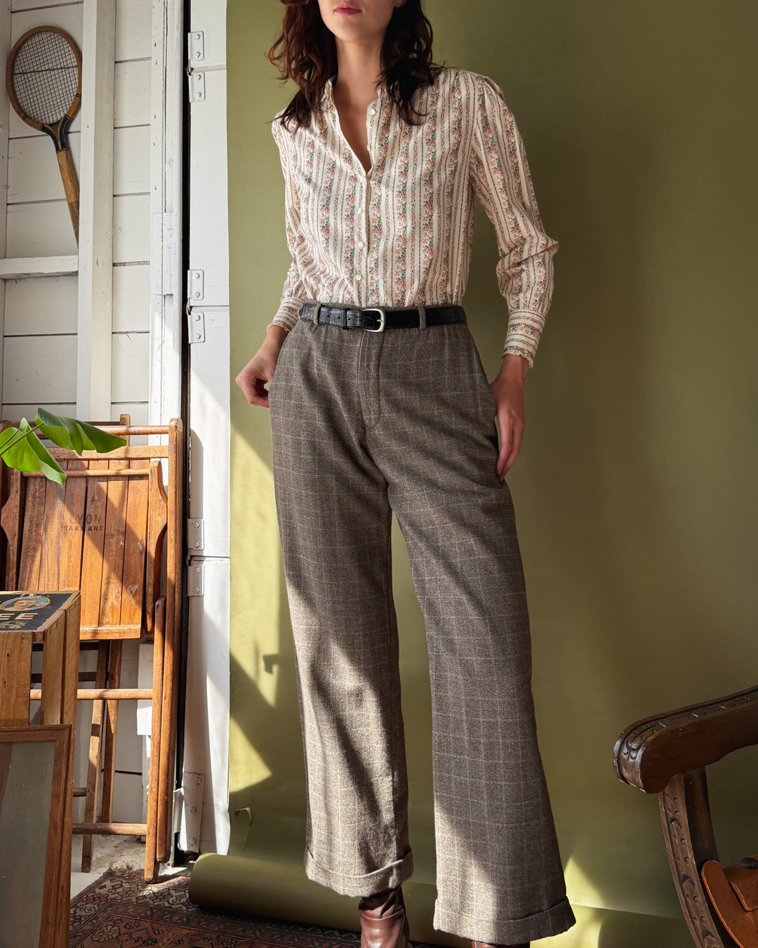 80s Armani Grey Wool Trousers | L