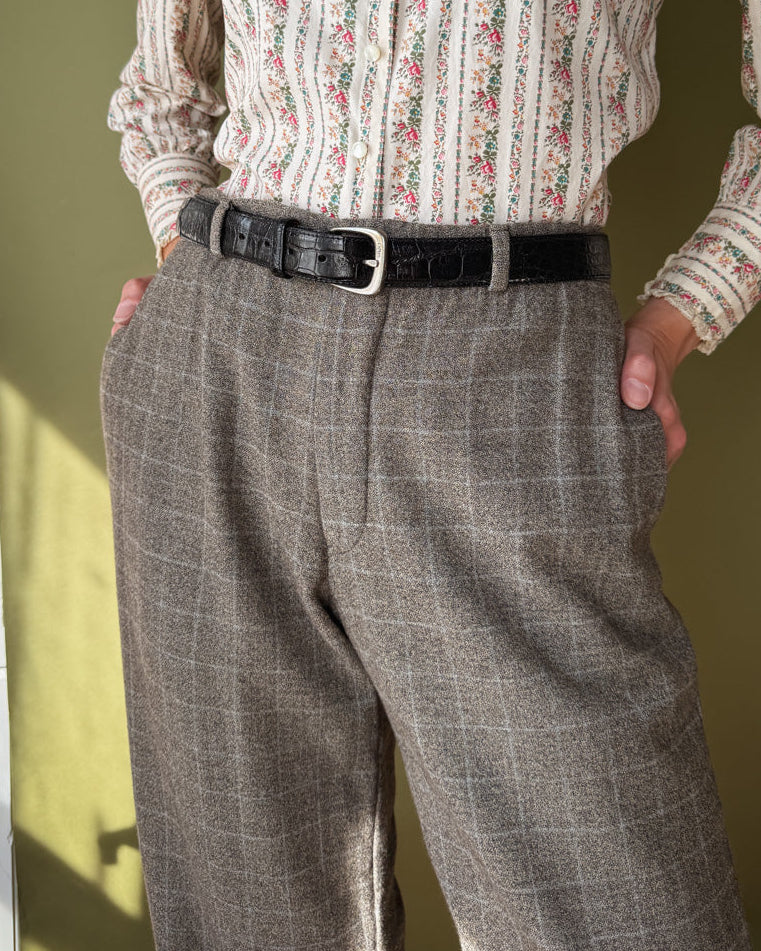 80s Armani Grey Wool Trousers | L