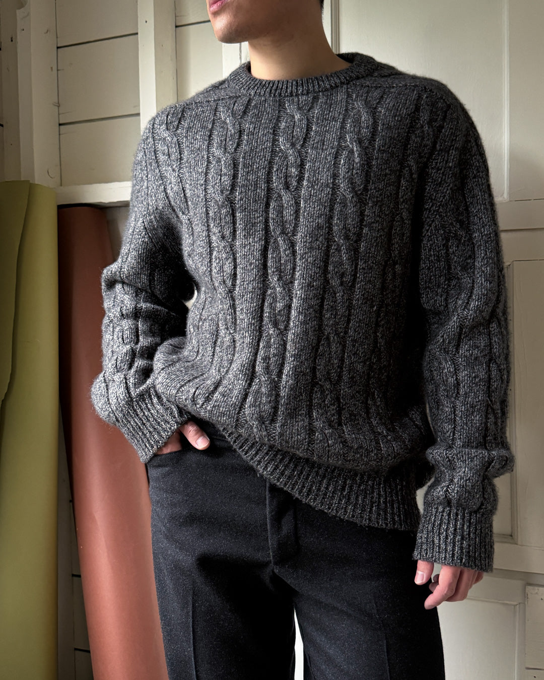 80s Gray Cashmere Sweater | L - Lucky Vintage