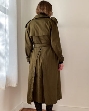 80s Olive Green Belted Trench | M