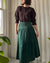 80s Green Suede Midi Skirt