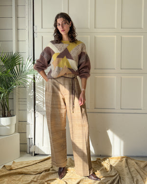 80s Geometric Hand Knit Sweater | M-L