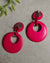 80s Hot Pink Wood Earrings