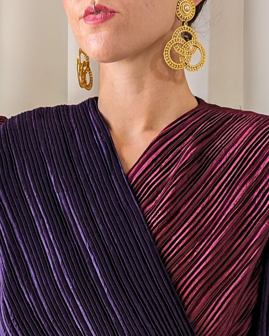 80s Jeanne Marc Plisse Bodysuit